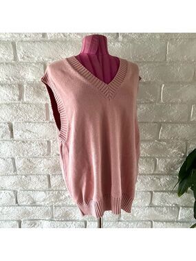 Zara Pink V-Neck Sleeveless Sweater S-2